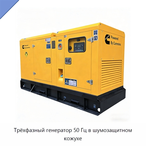 Трёхфазный генератор 50 Гц в шумозащитном кожухе