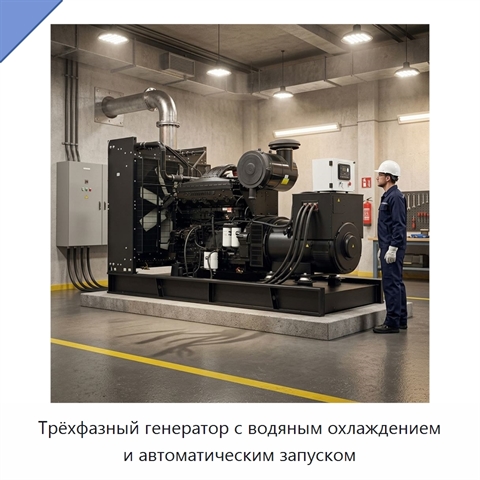 Трёхфазный генератор с водяным охлаждением и автоматическим запуском