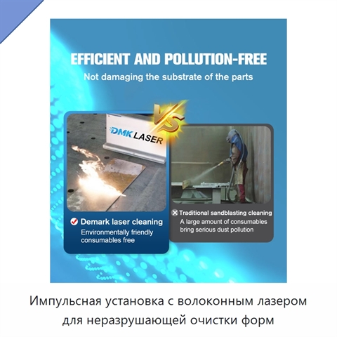 Импульсная установка с волоконным лазером для неразрушающей очистки форм