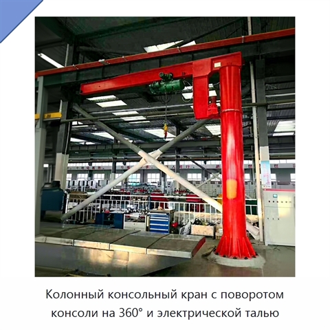 Колонный консольный кран с поворотом консоли на 360° и электрической талью