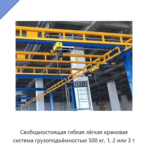 Свободностоящая гибкая лёгкая крановая система грузоподъёмностью 500 кг, 1, 2 или 3 т
