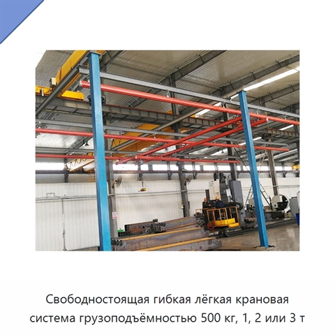 Свободностоящая гибкая лёгкая крановая система грузоподъёмностью 500 кг, 1, 2 или 3 т