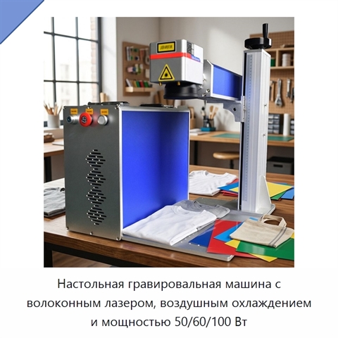 Настольная гравировальная машина с волоконным лазером, воздушным охлаждением и мощностью 50/60/100 Вт