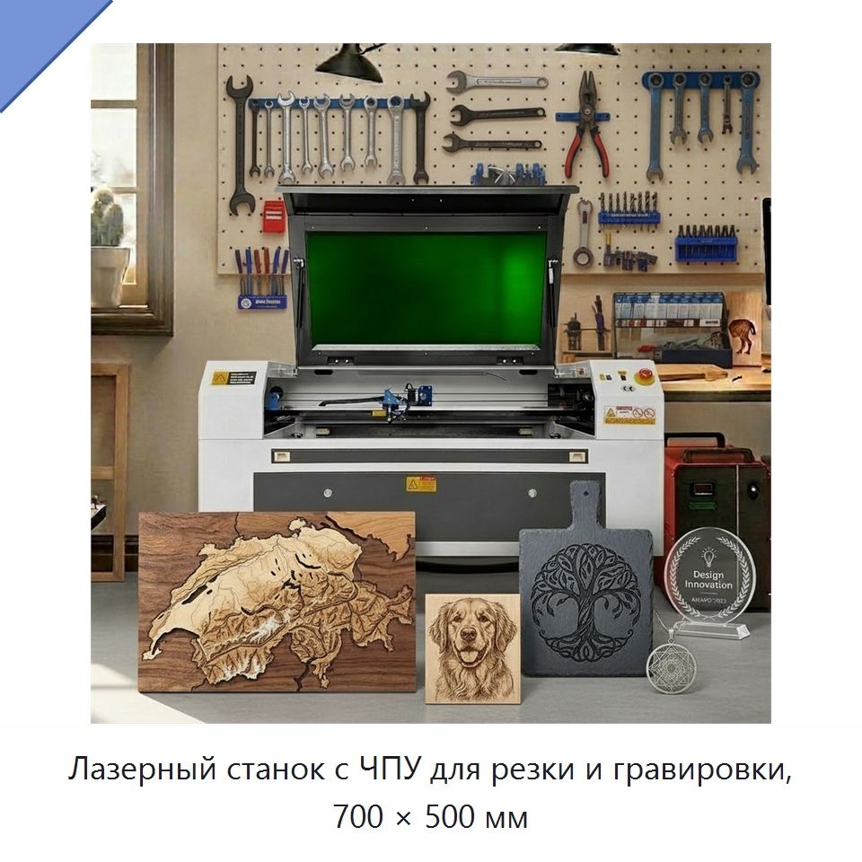 Лазерный станок с ЧПУ для резки и гравировки, 700 × 500 мм — Лазерные гравировальные станки