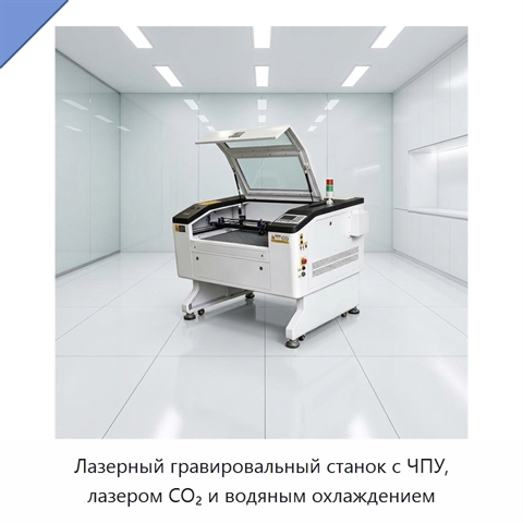 Лазерный гравировальный станок с ЧПУ, лазером CO₂ и водяным охлаждением