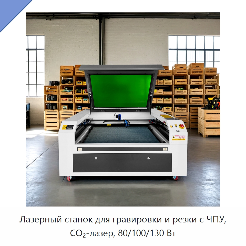 Лазерный станок для гравировки и резки с ЧПУ, CO₂-лазер, 80/100/130 Вт — Станки лазерной резки