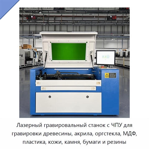 Лазерный гравировальный станок с ЧПУ для гравировки древесины, акрила, оргстекла, МДФ, пластика, кожи, камня, бумаги и резины