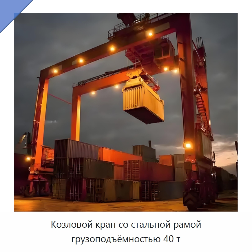 Козловой кран со стальной рамой грузоподъёмностью 40 т — Краны