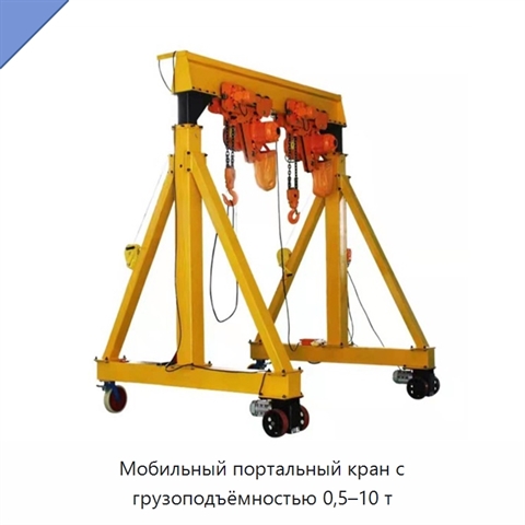 Мобильный портальный кран с грузоподъёмностью 0,5–10 т