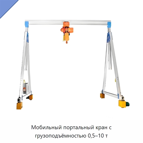 Мобильный портальный кран с грузоподъёмностью 0,5–10 т