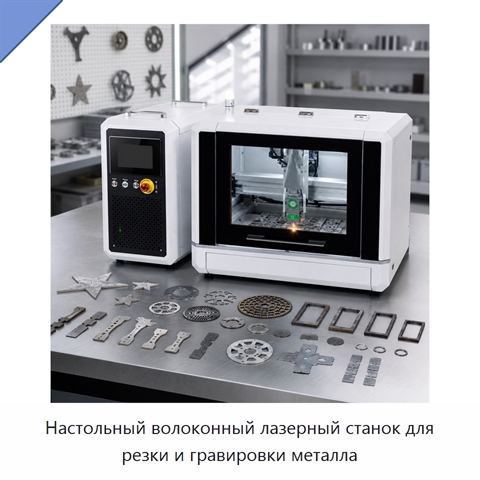 Настольный волоконный лазерный станок для резки и гравировки металла