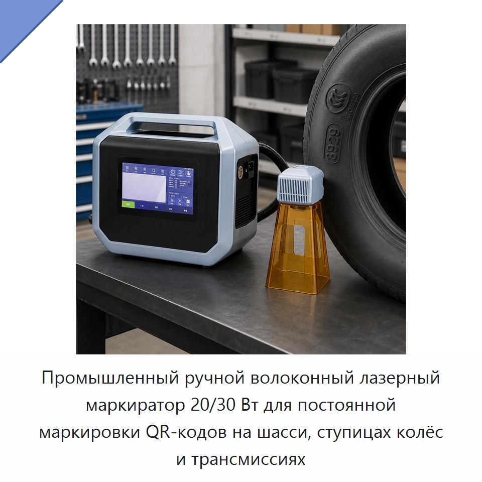 Промышленный ручной волоконный лазерный маркиратор 20/30 Вт для постоянной маркировки QR-кодов на шасси, ступицах колёс и трансмиссиях — Лазерные маркировочные станки