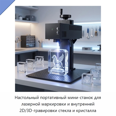 Настольный портативный мини-станок для лазерной маркировки и внутренней 2D/3D-гравировки стекла и кристалла