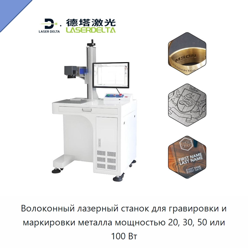 Волоконный лазерный станок для гравировки и маркировки металла мощностью 20, 30, 50 или 100 Вт — Лазерные маркировочные станки