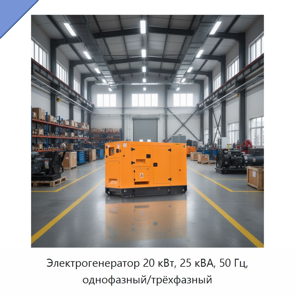 Электрогенератор 20 кВт, 25 кВА, 50 Гц, однофазный/трёхфазный — Дизельные генераторы