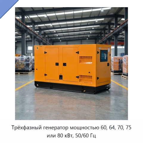 Трёхфазный генератор мощностью 60, 64, 70, 75 или 80 кВт, 50/60 Гц
