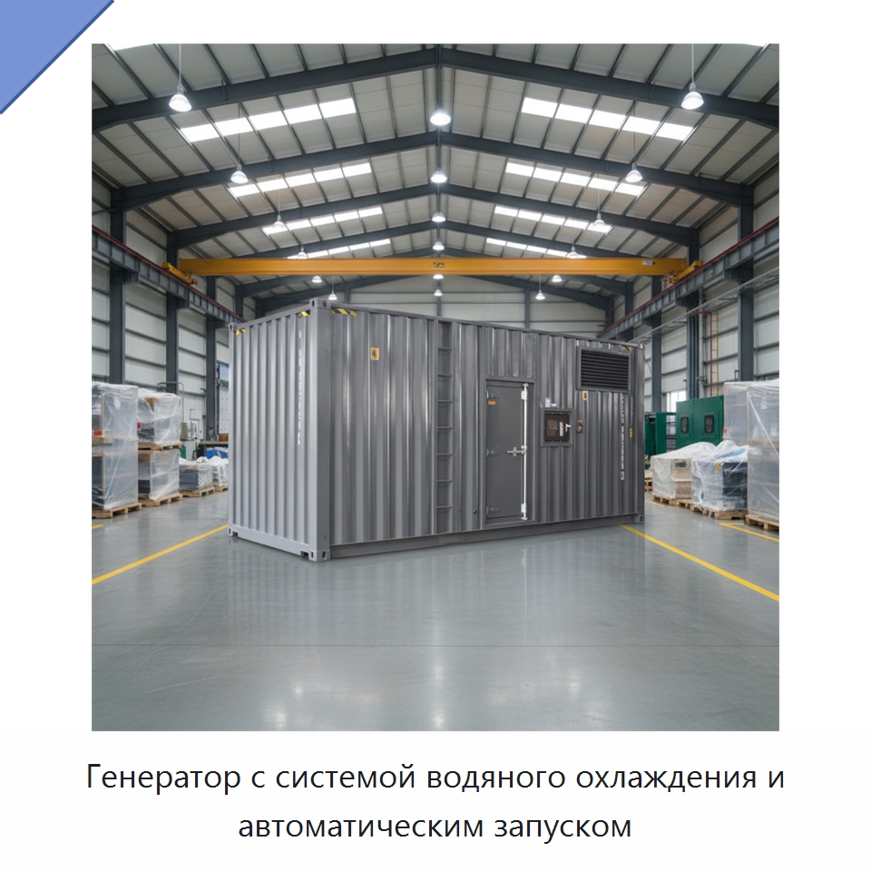 Генератор с системой водяного охлаждения и автоматическим запуском