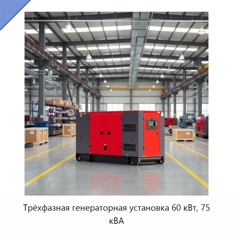 Трёхфазная генераторная установка 60 кВт, 75 кВА