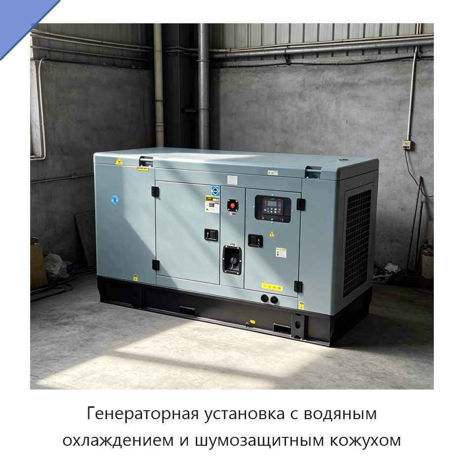 Генераторная установка с водяным охлаждением и шумозащитным кожухом — Дизельные генераторы