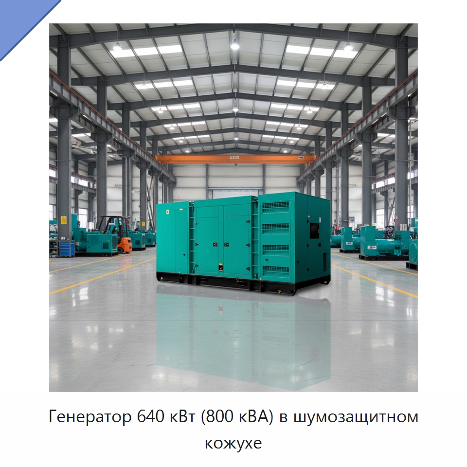 Генератор 640 кВт (800 кВА) в шумозащитном кожухе