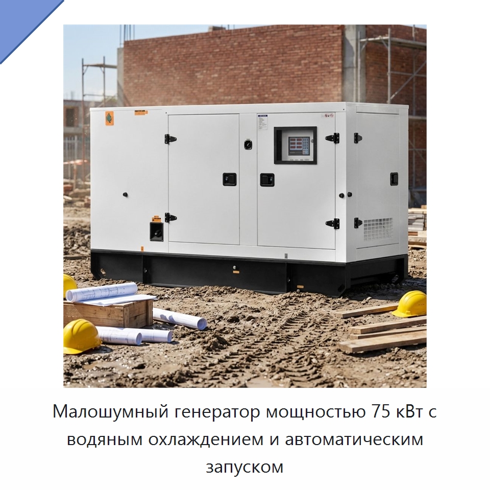 Малошумный генератор мощностью 75 кВт с водяным охлаждением и автоматическим запуском — Дизельные генераторы