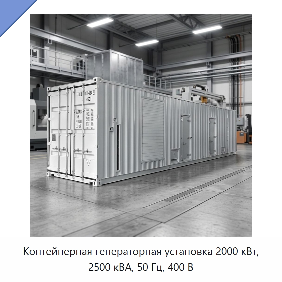Контейнерная генераторная установка 2000 кВт, 2500 кВА, 50 Гц, 400 В — Дизельные генераторы