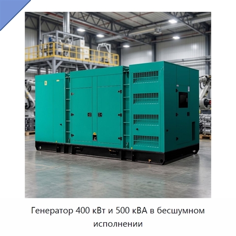 Генератор 400 кВт и 500 кВА в бесшумном исполнении