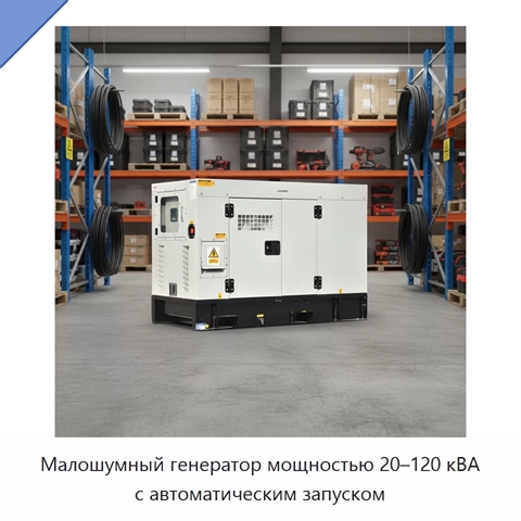 Малошумный генератор мощностью 20–120 кВА с автоматическим запуском