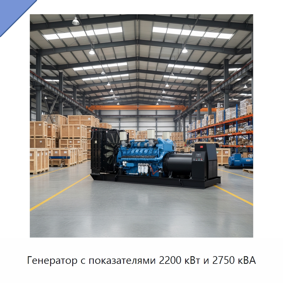 Генератор с показателями 2200 кВт и 2750 кВА — Дизельные генераторы