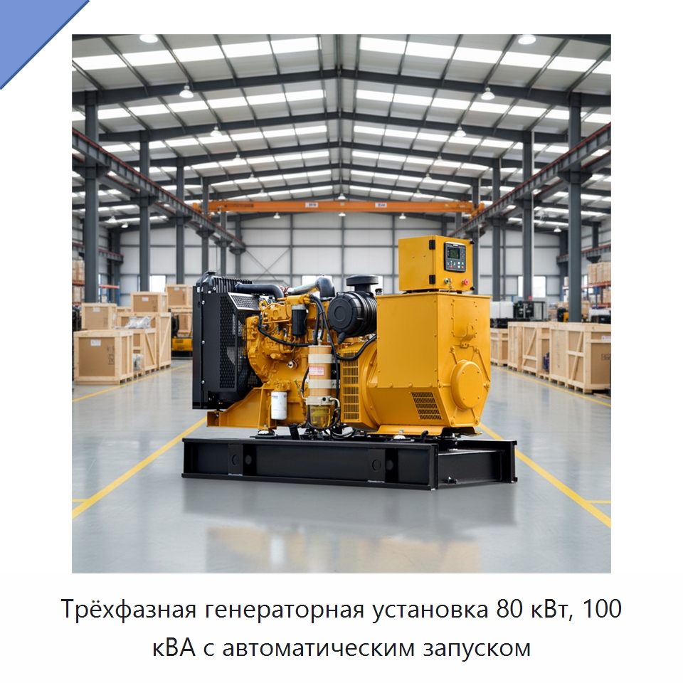 Трёхфазная генераторная установка 80 кВт, 100 кВА с автоматическим запуском — Дизельные генераторы