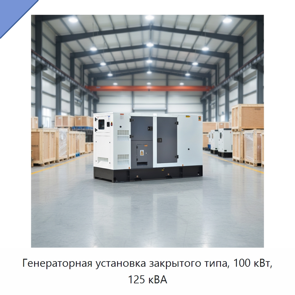 Генераторная установка закрытого типа, 100 кВт, 125 кВА — Дизельные генераторы