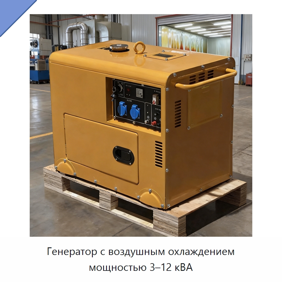 Генератор с воздушным охлаждением мощностью 3–12 кВА
