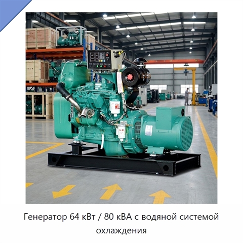 Генератор 64 кВт / 80 кВА с водяной системой охлаждения