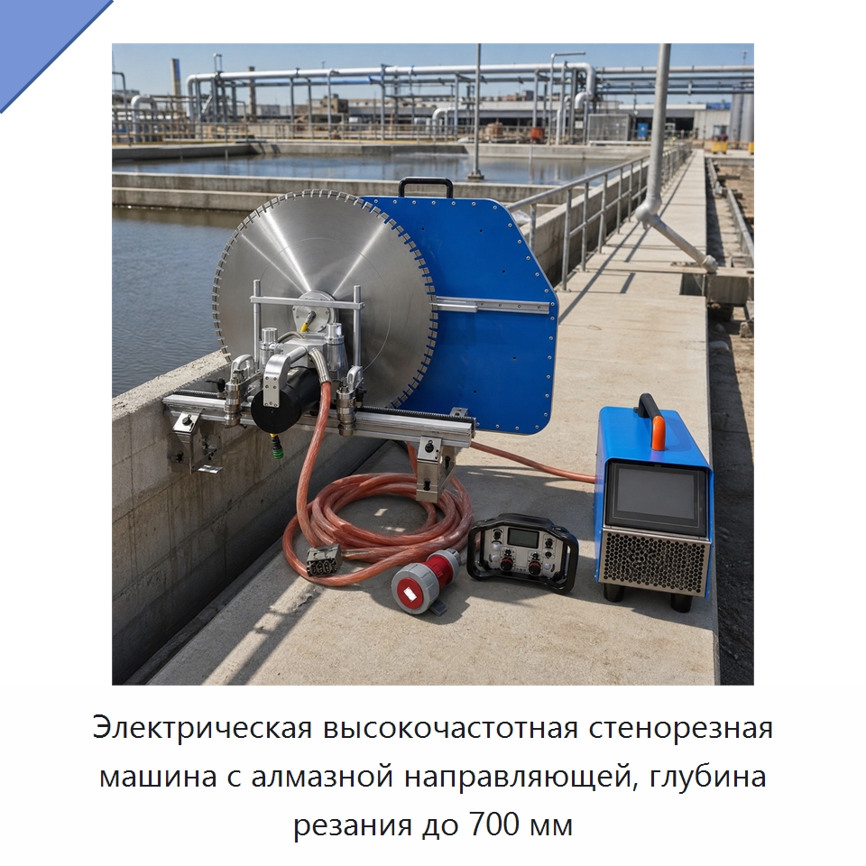 Электрическая высокочастотная стенорезная машина с алмазной направляющей, глубина резания до 700 мм — Дорожная техника