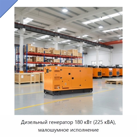 Дизельный генератор 180 кВт (225 кВА), малошумное исполнение