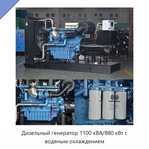 Дизельный генератор 1100 кВА/880 кВт с водяным охлаждением