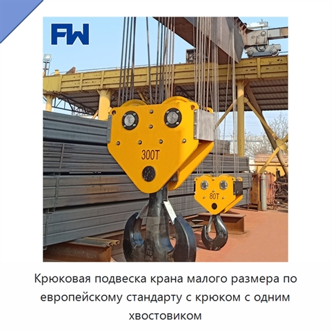 Крюковая подвеска крана малого размера по европейскому стандарту с крюком с одним хвостовиком