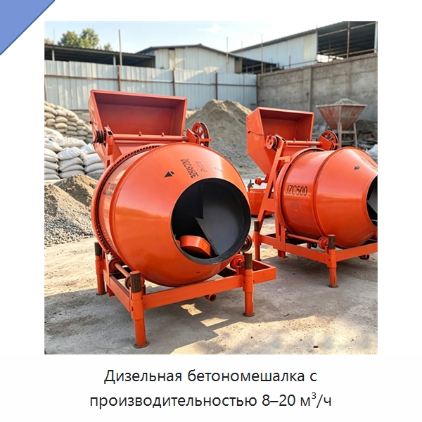 Дизельная бетономешалка с производительностью 8–20 м³/ч — Оборудование для работы с бетоном