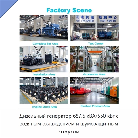 Дизельный генератор 687,5 кВА/550 кВт с водяным охлаждением и шумозащитным кожухом