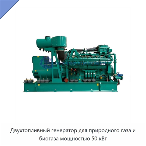 Двухтопливный генератор для природного газа и биогаза мощностью 50 кВт