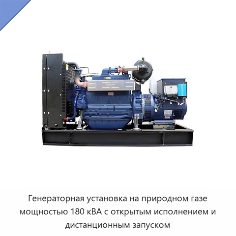 Генераторная установка на природном газе мощностью 180 кВА с открытым исполнением и дистанционным запуском