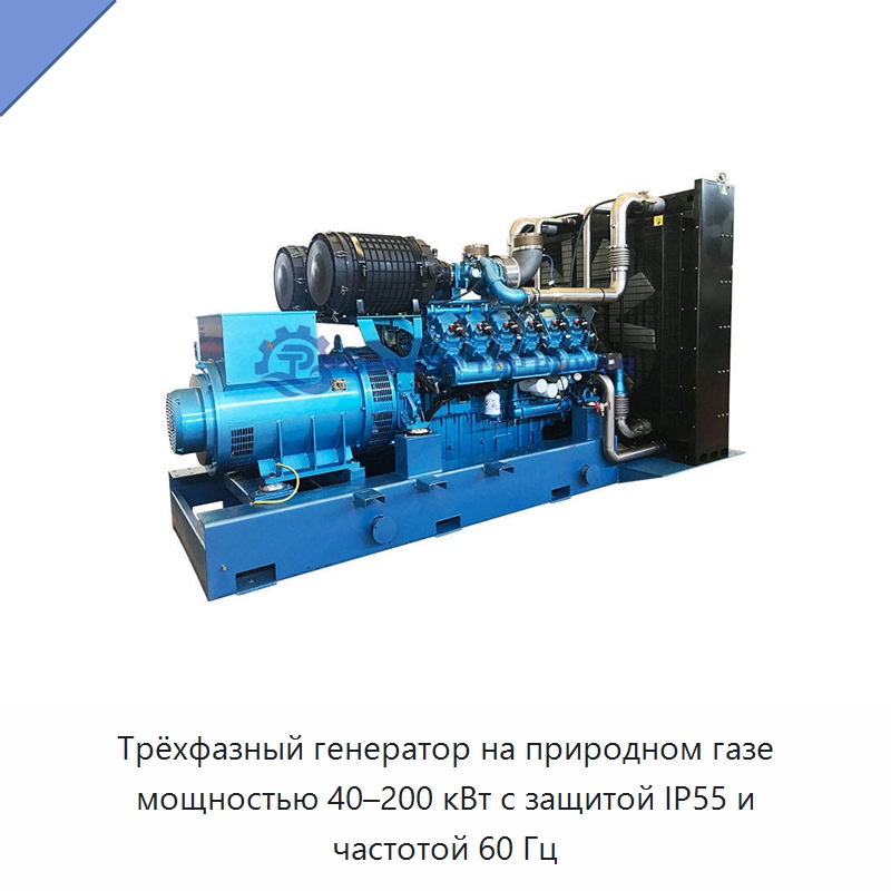 Трёхфазный генератор на природном газе мощностью 40–200 кВт с защитой IP55 и частотой 60 Гц — Газотурбинные генераторы