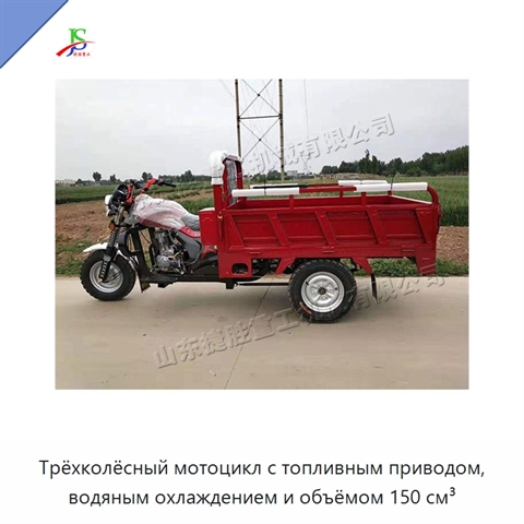 Трёхколёсный мотоцикл с топливным приводом, водяным охлаждением и объёмом 150 см³