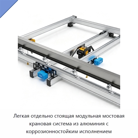 Легкая отдельно стоящая модульная мостовая крановая система из алюминия с коррозионностойким исполнением