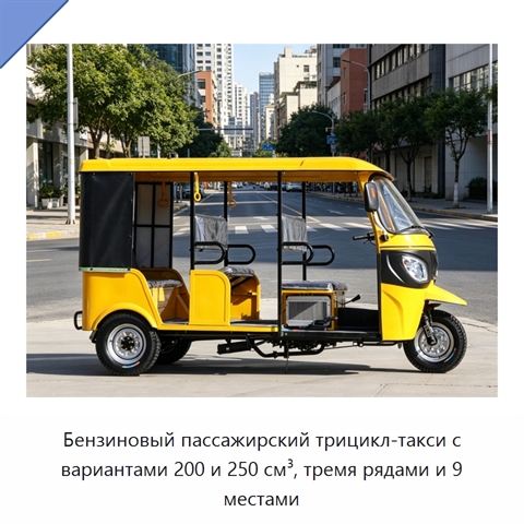 Бензиновый пассажирский трицикл-такси с вариантами 200 и 250 см³, тремя рядами и 9 местами