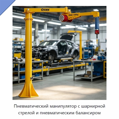 Пневматический манипулятор с шарнирной стрелой и пневматическим балансиром