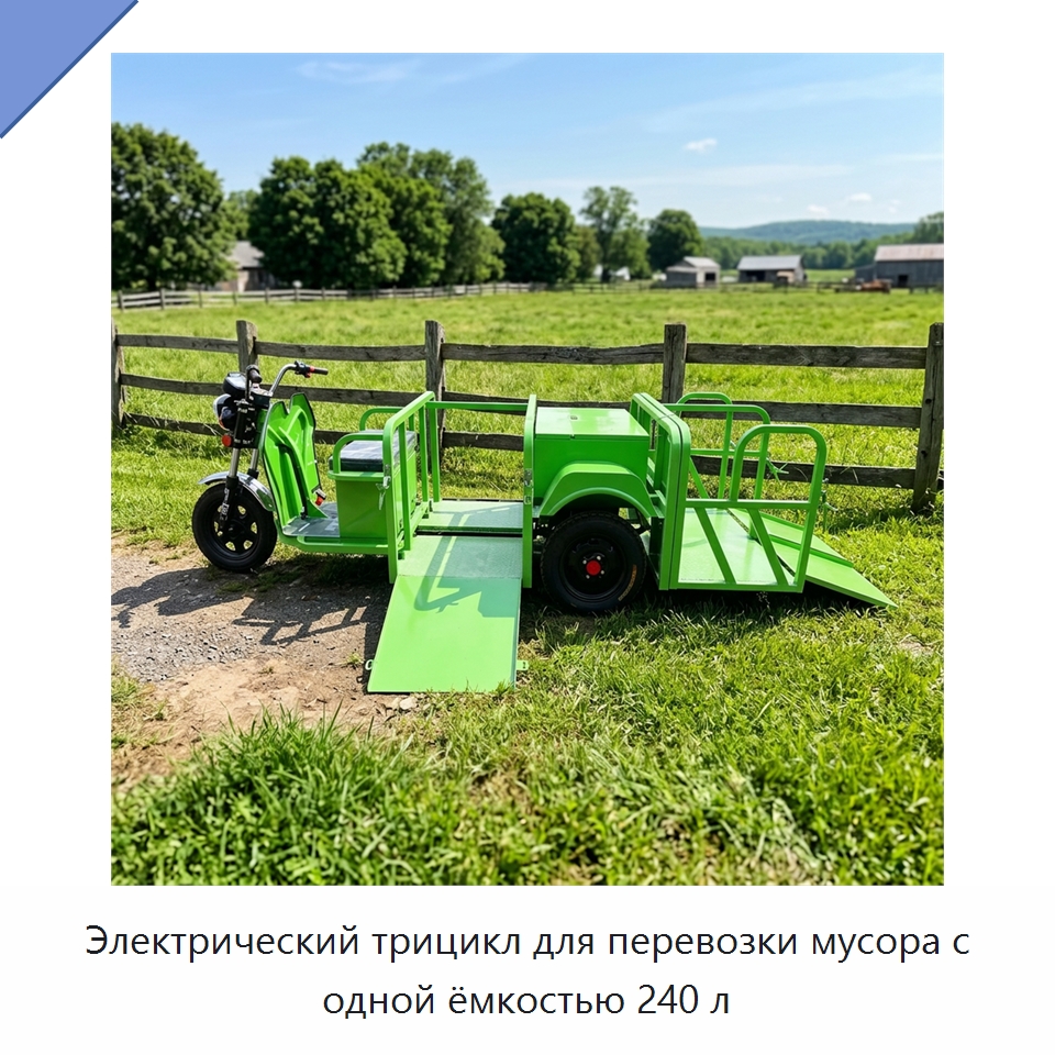 Электрический трицикл для перевозки мусора с одной ёмкостью 240 л — Коммунальная техника