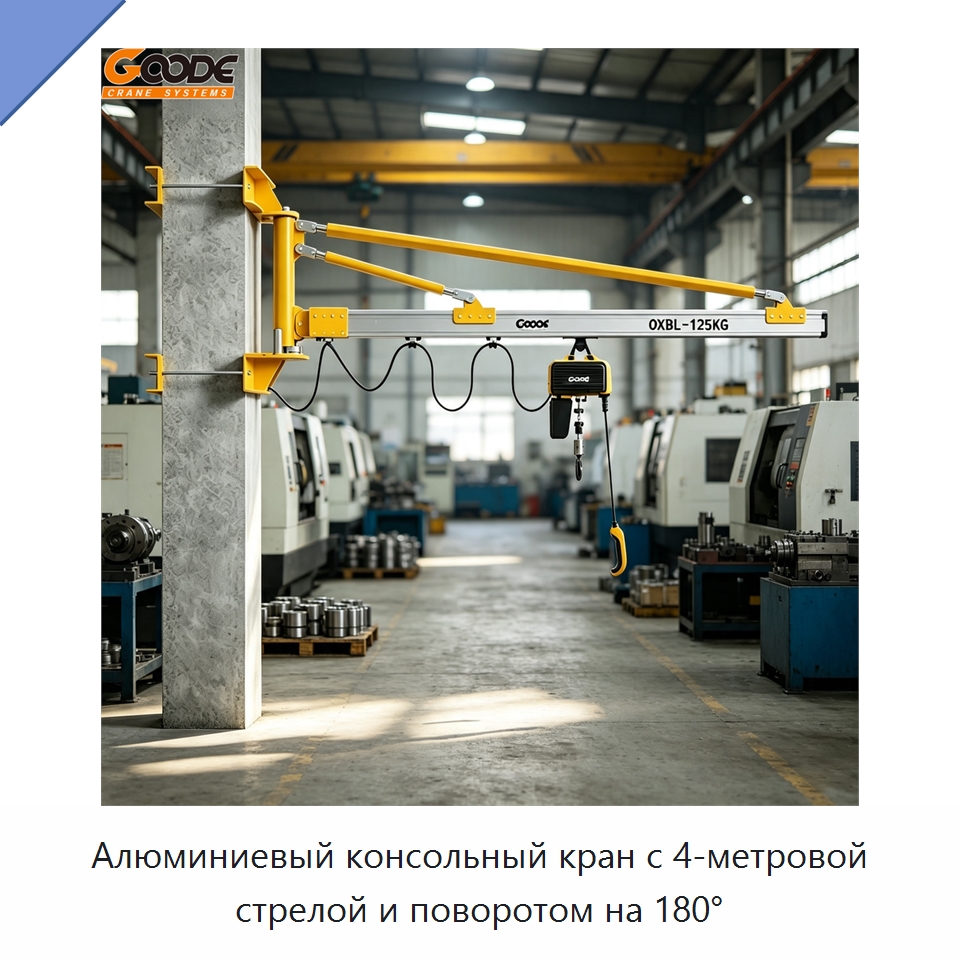Алюминиевый консольный кран с 4-метровой стрелой и поворотом на 180° — Краны