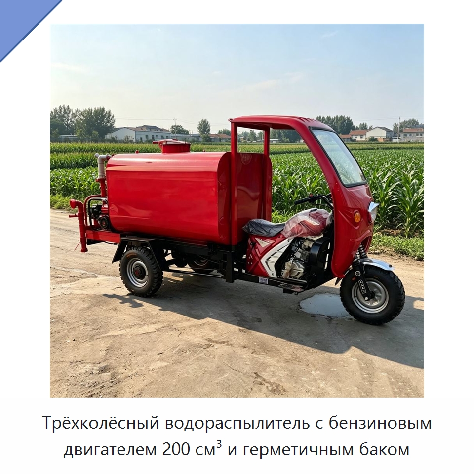 Трёхколёсный водораспылитель с бензиновым двигателем 200 см³ и герметичным баком — Коммунальная техника