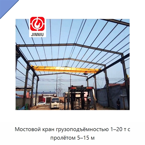 Мостовой кран грузоподъёмностью 1–20 т с пролётом 5–15 м